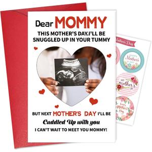 3 x First Mothers Day Card, Happy 1st Mothers Day Card, Gifts for New Mom To Be Expecting Mom, Ultrasound Photo Insert Design
