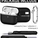 3 x RFUNGUANGO for AirPods Pro 3 Case 2025 with Cleaner Kit and Keychain, Soft Silicone Protective Cover for Apple AirPods Pro 3rd Generation Case, Support Wireless Charging, Black