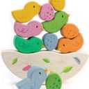 Tender Leaf Toys - Rocking Baby Birds - 12 Piece Balance Toy - STEM Toy - Early Learning to Develop Strategic Thinking and Fine Motor Skills - Wooden Toy Stacker & Balance Educational Game - Age 18m+