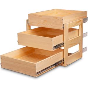 Mulush Pull Out Drawers For Cabinets, 20''W21''D19''H Soft Close Slide Out Wood Shelves Storage Organizer for Kitchen, 3-Tier, Finished, Heavy-Duty, Bottom Assembly