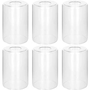 6 Pack Clear Glass Shades Replacement,5.51in Height,3.94in Diameter,1.65in Fitter,High Transmittance Cylinder Glass Lampshade Replacement for Pendant Light Floor lamps Chandelier Wall Sconces