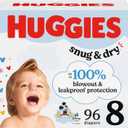 Huggies Size 8 Diapers, Snug & Dry Baby Diapers, Size 8 (46+ lbs), 96 Count (2 Packs of 48)