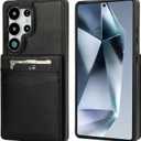 KIHUWEY for Samsung Galaxy S25 Ultra Case Wallet with Credit Card Holder, Flip Premium Leather Magnetic Clasp Kickstand Heavy Duty Protective Cover for Samsung Galaxy S25 Ultra 6.9" (Black)