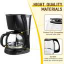12 Cup Coffee Machine Glass Carafe Replacement for Mr. Coffee - With Heads Three Different Heights, Universal Carafe Coffee Maker Pot Accessory Easy Pour Spout and Comfortable Grip Handle,Black