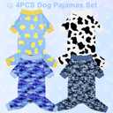 Bienbee Dog Pajamas, 4 Pack Dog Recovery Suit Shedding Suit Cute Soft Puppy Clothes Dogs Pjs Onesies Jammies Adjustable Breathable & Stretchy Clothes for Small Medium Large Dogs Girl Boy Puppy-2XL