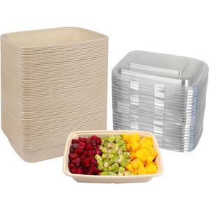 32 oz Rectangle Disposable bowls with lids,Sugarcane Fibers Bowls take away food containers Plant Fibers Freezer Safe 50 Pack 32 oz Rectangle Disposable bowls with lids,Sugarcane Fibers Bowls take away food containers Plant Fibers Freezer Safe 50 Pack