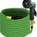 100FT Premium Garden Hose Ultra Lightweight Non Expanding Design 100 FT Watering Hose with 10 Function Nozzle, Kink & Tangle-Free, Leakproof & Pressure Resistant for Yard/Lawn/Camping (Green)