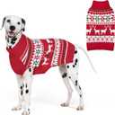 KYEESE Dog Christmas Sweater, Warm Turtleneck Dog Sweater for Medium Dogs Boy Girl with Snowflake Reindeer Pattern, Cozy Winter Doggie Knitwear with Leash Hole, Soft Pet Clothes, XX-Large (2XL (35-60lbs))