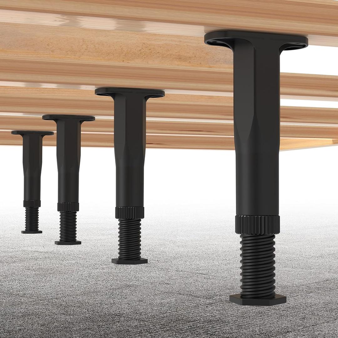 4 PCS (8.3"-14.5") Adjustable Bed Frame Support Legs, Frame Center Slats Heavy Support Leg,Durable Furniture Suport Legs for Frame/Sofa/Dresser/Table, Legs Furniture Replacement Parts