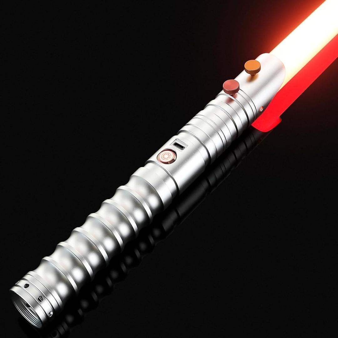 CVCBSER Upgrade App Dueling Lightsaber, Motion Control 16 Sets Sound Effects and 16 Colors Changeable, Smooth Swing Metal Light Saber for Adults, Small