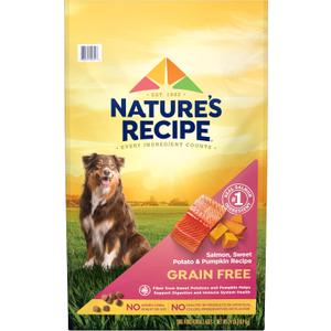 Nature's Recipe Grain Free Salmon, Sweet Potato & Pumpkin Recipe Dry Dog Food, 24 lb. Bag (EXP 09/06/26)