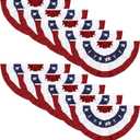3x6 Ft American Pleated Fan Flag (Set of 10) – Patriotic Half Fan Bunting, 4th of July Memorial Day Decorations for 250th Anniversary