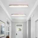 Qcyuui Dimmable LED Ceiling Light 39.4'' Kitchen Lighting Fixtures Ceiling Modern Luxury Crystal Ceiling Light with Remote Chrome Long Ceiling Light Fixture for Kitchen Dining Room Hallway,48W