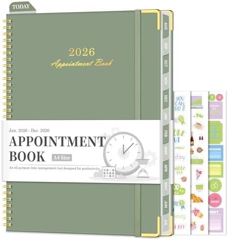 Appointment Book 2026, Hourly Planner from Jan. 2026 - Dec. 2026, 8.5"×11" Large Weekly & Monthly Appointment Planner, Daily Agenda Book with 30-Minute Interval for Office School, Green