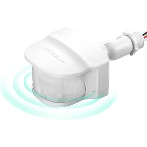 EDISHINE 240 Degree Motion Sensor, Replacement Motion Detector for Outdoor Lights, Adjustable Time & Detection Range Up to 60FT, 3 Modes PIR Motion Sensor for Floodlight, White, UL Listed