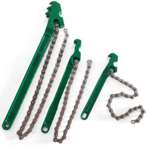 3 Pcs Heavy Duty Chain Wrench, 9 Inch 12 Inch 16 Inch Adjustable Oil Filter Chain Wrench Fits 1.5 Inch to 8 Inch Diameter for Pipe Car Repair (Green)
