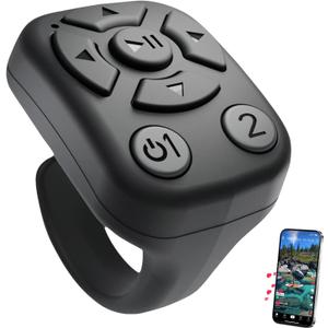 TikTok Scrolling Ring - Bluetooth Remote for TikTok Clips & Tunes, iPhone-Compatible Fingertip Wireless Bluetooth Controller, Ideal for iPad, iOS & Android,On iPhone, Have to Turn on AssistiveTouch (Black01)