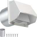 8 Inch Hooded Wall Vent with Screen and Damper, Outdoor Wall Exhaust Vent Cover Wall Cap for Exterior Kitchen Range Hood Ventilation Dryer HVAC Duct Air Exhaust, Galvanized Steel, White