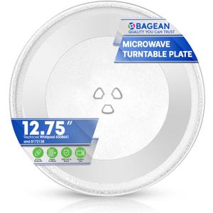 Microwave Plate Replacement 12-3/4” for 4358641 8172138 R9800455 Whirlpool Microwave Glass Plate - Rotating Glass Microwave Turntable Plate Oven Spinning Dish Tray For Better Reheating and Cooking