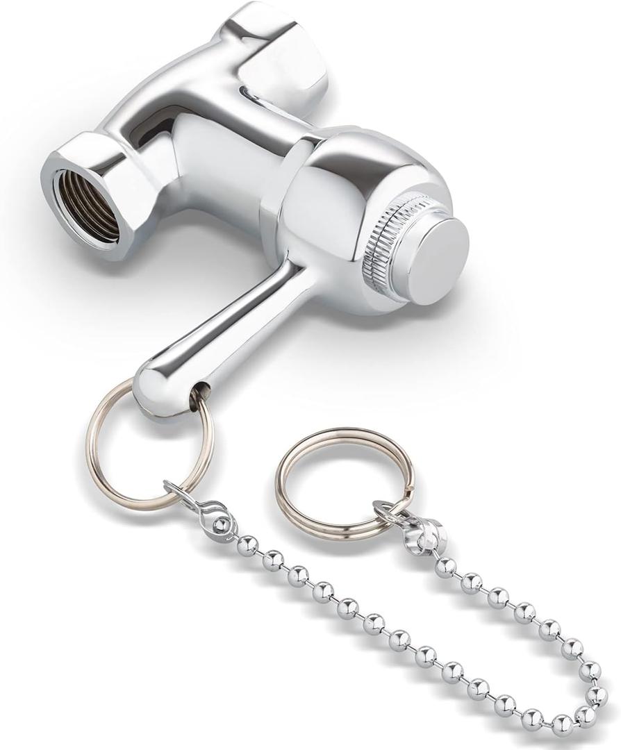 Self-Closing Shower Valve with Pull Chain, Chrome, Indoor or Outdoor Use
