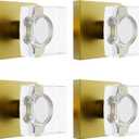 coolnews 4 Pack Antique Brass Dummy Door Knob Crystal Door Knobs Interior, Square Antique Door Knob Glass Door Handle for Hall Pantry Closet