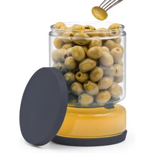 ForTidy Airtight Glass Pickle and Olive Container - 50 OZ Jar with Strainer for Pickle Lover, Kitchen Organization Must-Have Versatile Food Keeper, BPA-Free, Dishwasher Safe (Midnight Blue)