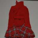 WOYYHO Girl Dog Sweater Dress with Bowtie Turtleneck Small Dogs Sweater with Leash Hole, Knitted Small Dog Sweaters Dress Puppy Winter Clothes for Yorkies Chihuahua, Red (Large (15-22lbs))