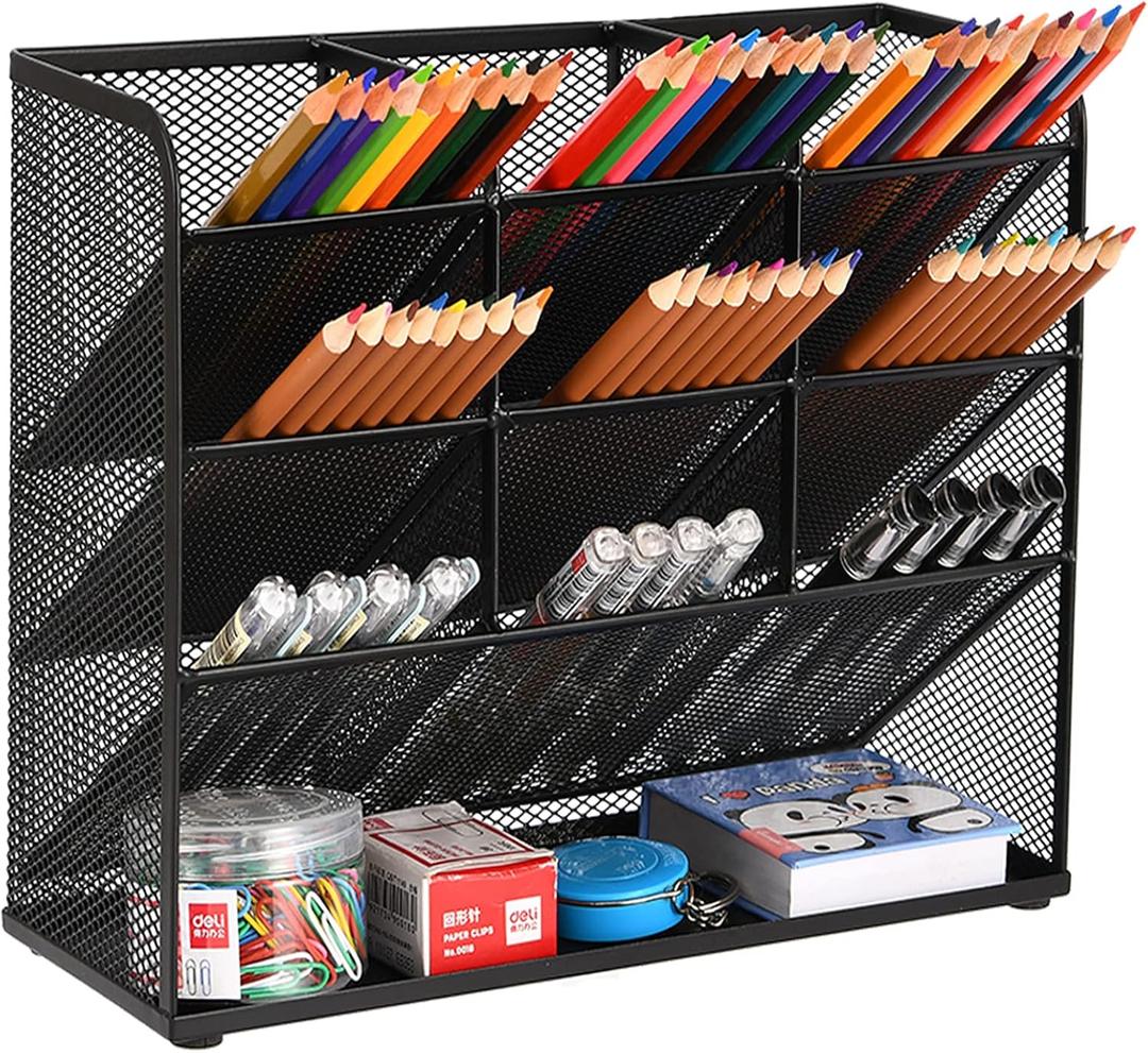 Marbrasse Mesh Desk Organizer, Multi-Functional Pen Holder, Desktop Stationary Organizer, Storage Rack for School Home Office Art Supplies (Mesh Pen Holder)