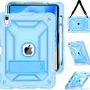 TIMISM Case for iPad 10th Generation 2022, iPad (A16) 11 Inch 2025 with Pencil Holder & Kickstand, Translucent Hard PC Back Cover, Heavy Duty Shockproof Protective Case for Girls Women, Clear Blue
