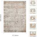 Rugxara 6x9 Washable Area Rug for Living Room, Modern Abstract Large Boho Rugs for Office, Dining Room, Kids Room, Farmhouse, Durable Low Pile Non Slip Carpet for High Traffic Areas, Beige Grey
