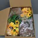 2 Pack Artificial Flower Centerpiece for Dining Table, Rustic Sunflower Flower Arrangement Wooden Planter Box Tray Spring Floral Arrangement for Farmhouse Wedding Reception Kitchen Decor
