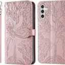 Case for Samsung Galaxy S24 FE, PU Leather Flip Shell with Card Slots Magnetic Closure Strap Hand Shockproof Kickstand Case for Samsung Galaxy S24 FE 6.7 Inch, Rose Gold