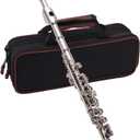 Piccolo Instrument White Copper Nickel Plated C Key Piccolo Flute for Beginners Students with Hard Case Cleaning Rod Cloth and Gloves