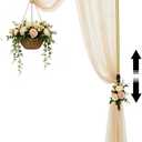 Vincidern Heavy Duty Half Wedding Arch Stand with Hanging Hooks, Adjustable Height 5.58–7.55FT, Metal Curved Backdrop Stand for Wedding Birthday Party Events Decor, Hanging Chandelier & Flower