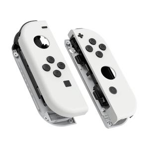 eXtremeRate DIY Replacement Shell Buttons for Switch & Switch OLED, White Custom Housing Case with Full Set Button for Joycon Handheld Controller - Controller NOT Included