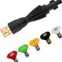 PWACCS Pressure Washer Gun Adapter Kit  Power Washer Gun Fittings with 1/4" Quick Connect Socket  5 Spray Nozzles Include  Compatible with Ryobi, Powerclean, Portland and Husky