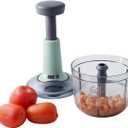 Anjali Food Chopper, Deluxe Large Handheld Vegetable Chopper for Onion, Garlic, Nuts & More | Manual Push Cutter with Stainless Steel Blades | Dishwasher-Safe