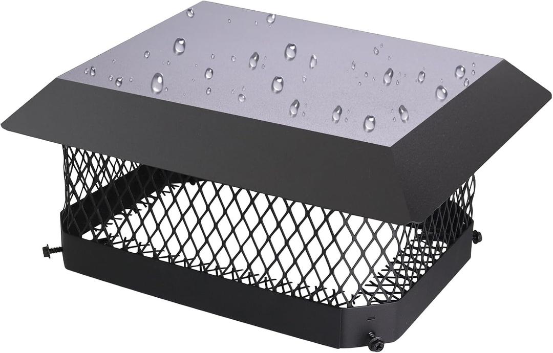 Chimney Cap Chimney Cover,Fireplace Chimney Caps for Outside 9"x13",Chimney Flue Cover Chimney Rain Cap,Roof Rain Guard Chimney Top Protector Cover Chimney Exhaust Vent Cap for Clay Flue Tile Chimney (Black Galvanized Steel)