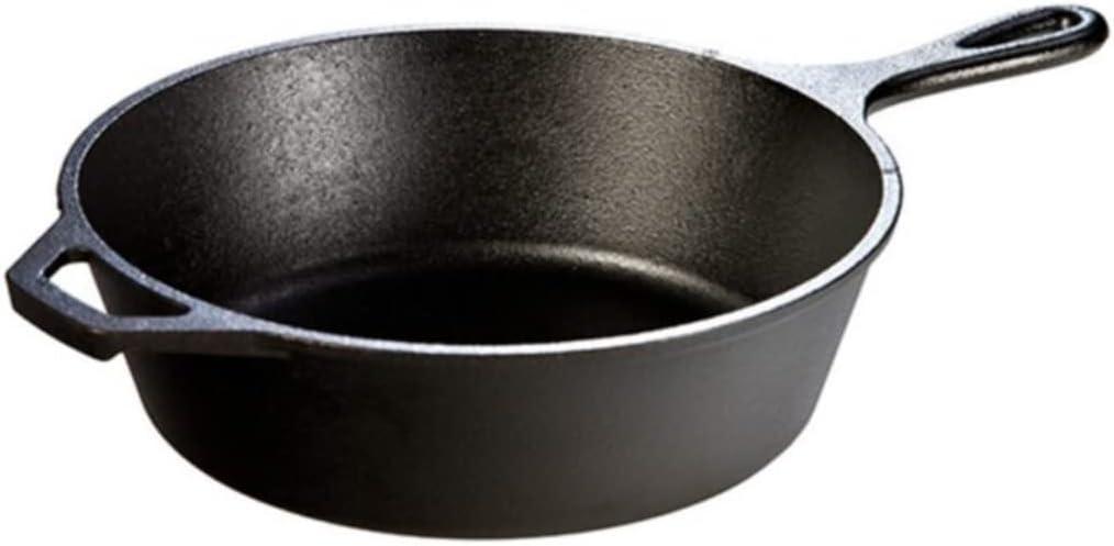 Lodge 3 Quart Pre-Seasoned Cast Iron Deep Skillet - Signature Teardrop Handle & Assist Handle - Use in the Oven, on the Stove or Grill, or Over a Campfire - Use to Sear, Saut, Bake, Broil, Braise, Fry, or Grill - Black