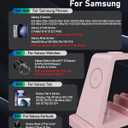 5 in 1 Wireless Charger for Samsung, Wireless Charging Station for Multiple Devices, Fast Charger Stand for Samsung Galaxy S26 Ultra S25 S24 S23 S22 Note 20 10 Z Fold 7 6 Galaxy Watch 7 6 5 Buds, Pink