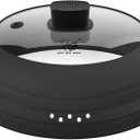 Microwave Splatter Cover Glass Cover Guard Lid with Collapsible Silicone for Food Pot Plate Cover 11.8 inch Black