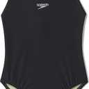 Speedo Girl's Swimsuit One Piece Closed Racerback (Black), US 12