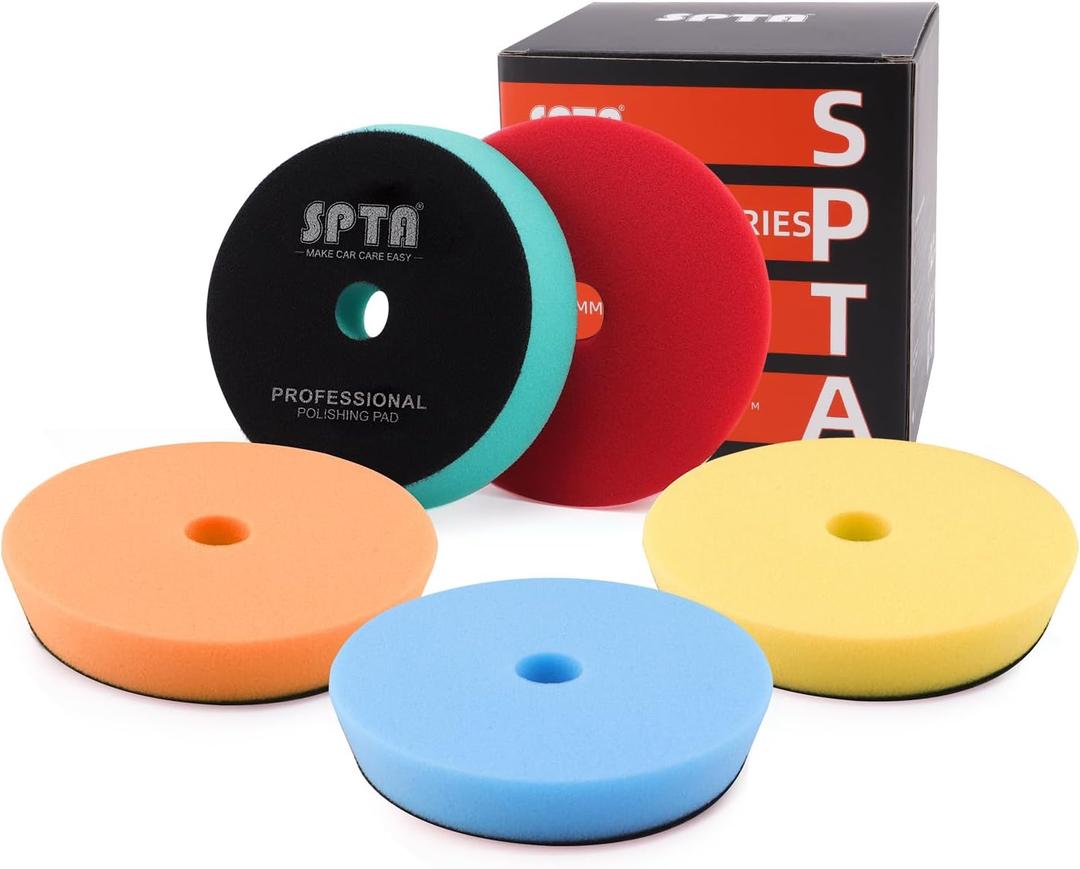 Buffing Polishing Pads, SPTA 6'' Orbital Buffer Pads Hook and Loop Buffing Pads, Foam Polish Pad 5 Grits from Coarse to Fine for 6 Inch DA Rotary Polisher Compounding, Polishing and Waxing