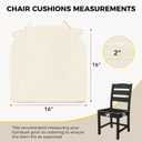 downluxe Indoor Chair Cushions for Dining Chairs, Soft and Comfortable Textured Foam Kitchen Chair Pads with Ties and Non-Slip Backing, 16" x 16" x 2", Beige, 4 Pack, 4 Count