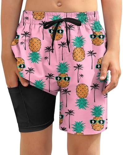 ALISISTER Boys Swim Trunks with Compression Liner with Pockets Bathing Suit 10-13Years Old