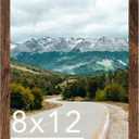 QOTIB 8x12 Picture Frame Deep Brown for Wall Hanging or Tabletop, Wood 8 x 12 Frame Photo Frame for Wall Horizontally or Vertically, Deep Brown, 3 Pack