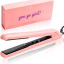 PYT 1.25 Professional Ceramic Hair Straightener  Negative Ion Flat Iron for Frizz-Free Shine, Adjustable Temperature, Dual Voltage, Lightweight Design, Straightens and Curls (Bubble Gum Yum)