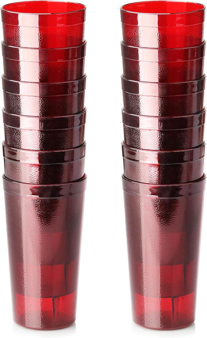 New Star Foodservice Restaurant-Grade Polycarbonate Beverage Tumblers, 16 oz, Red, Set of 12