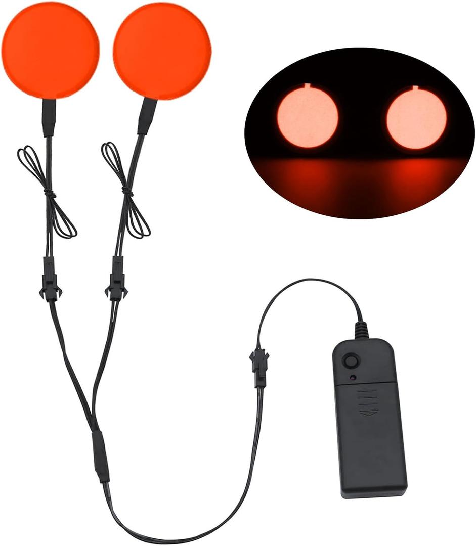 Led Eyes for Mask Skeleton Ghost Black Cat Spider Pumpkin Spooky Tree, EL Panels Light for Cosplay DIY Themed Party Decor(Red, 50mm)
