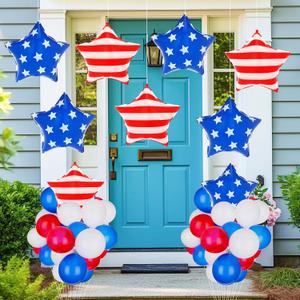 Leyndo 110 Pcs Red White and Blue Balloons Garland Arch Kit 4th of July Star Balloons Patriotic Decorations Birthday Patriotic Theme Decorations Independence Day Blow up for Party Lawn Decor